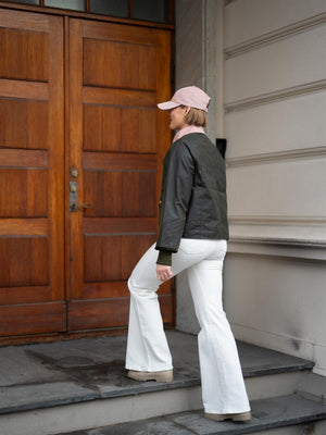 Barbour Cropped Beadnell Waxed Jacket Olive