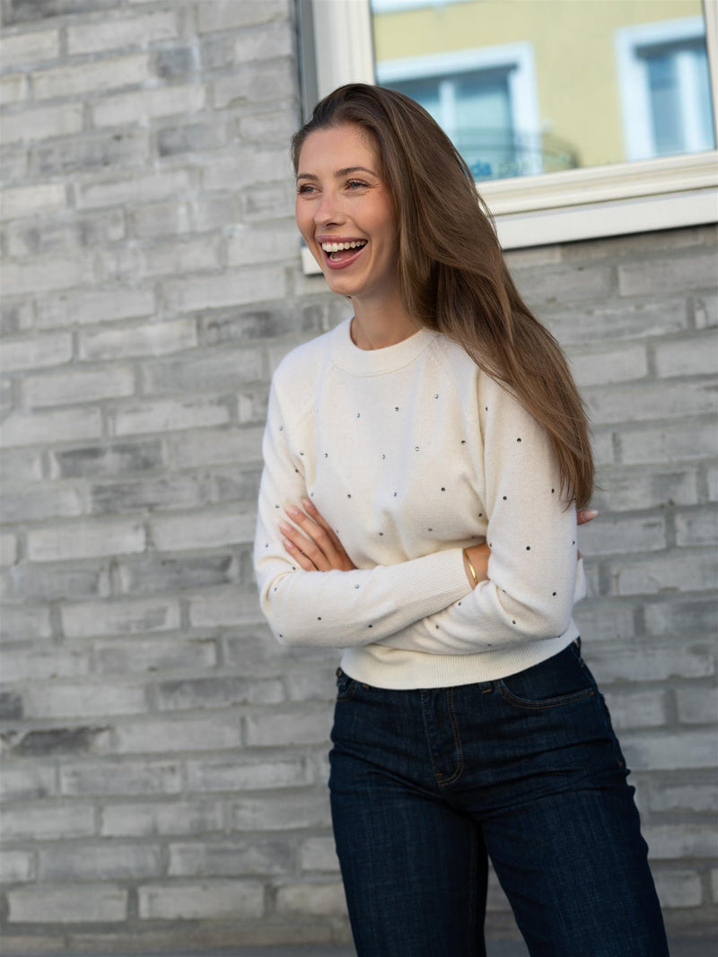 Fabienne Chapot Lidi Rhinestone Pullover Cosy White