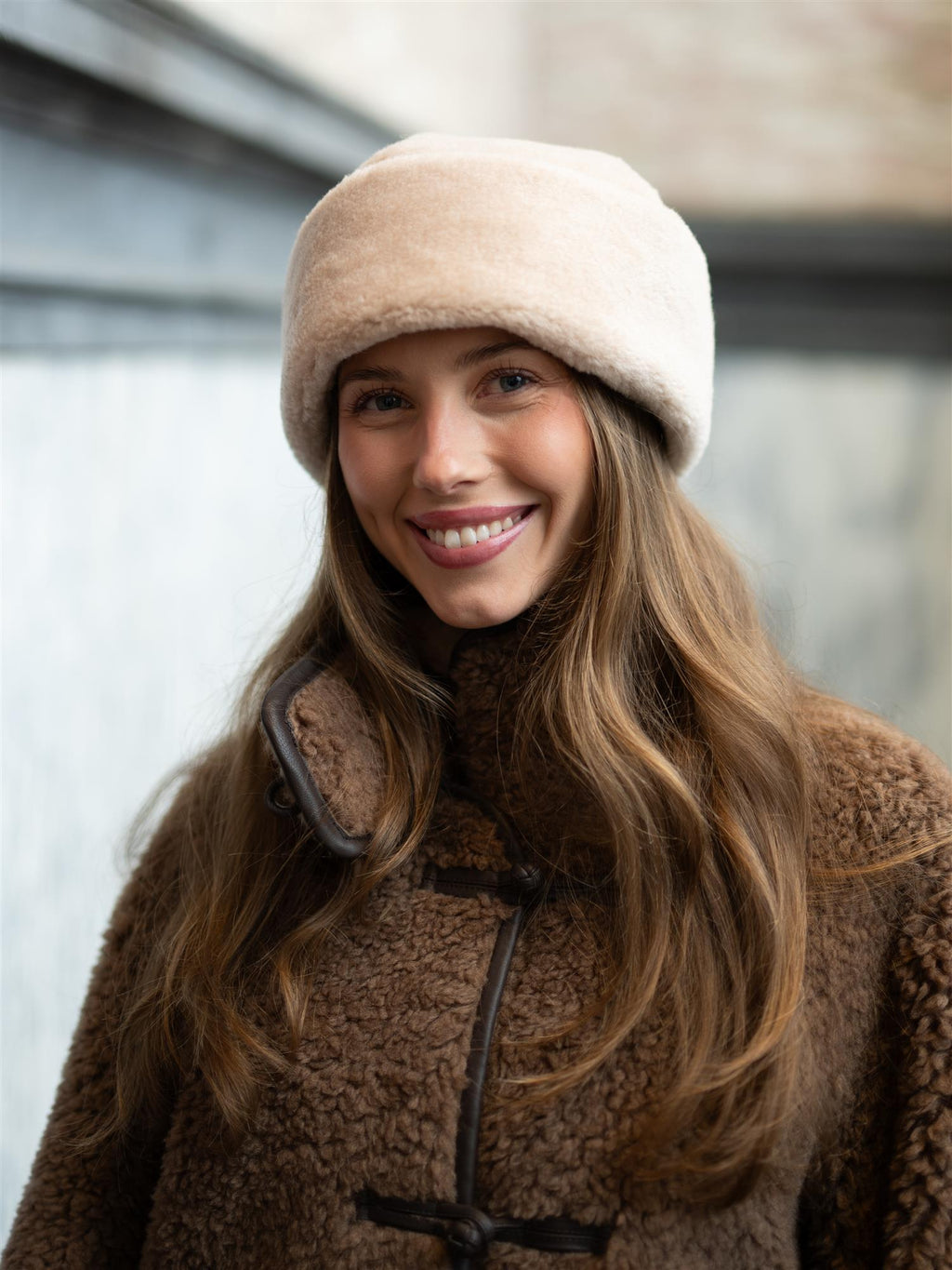 Christian Aks Adira Lamb Fur Hat Beige