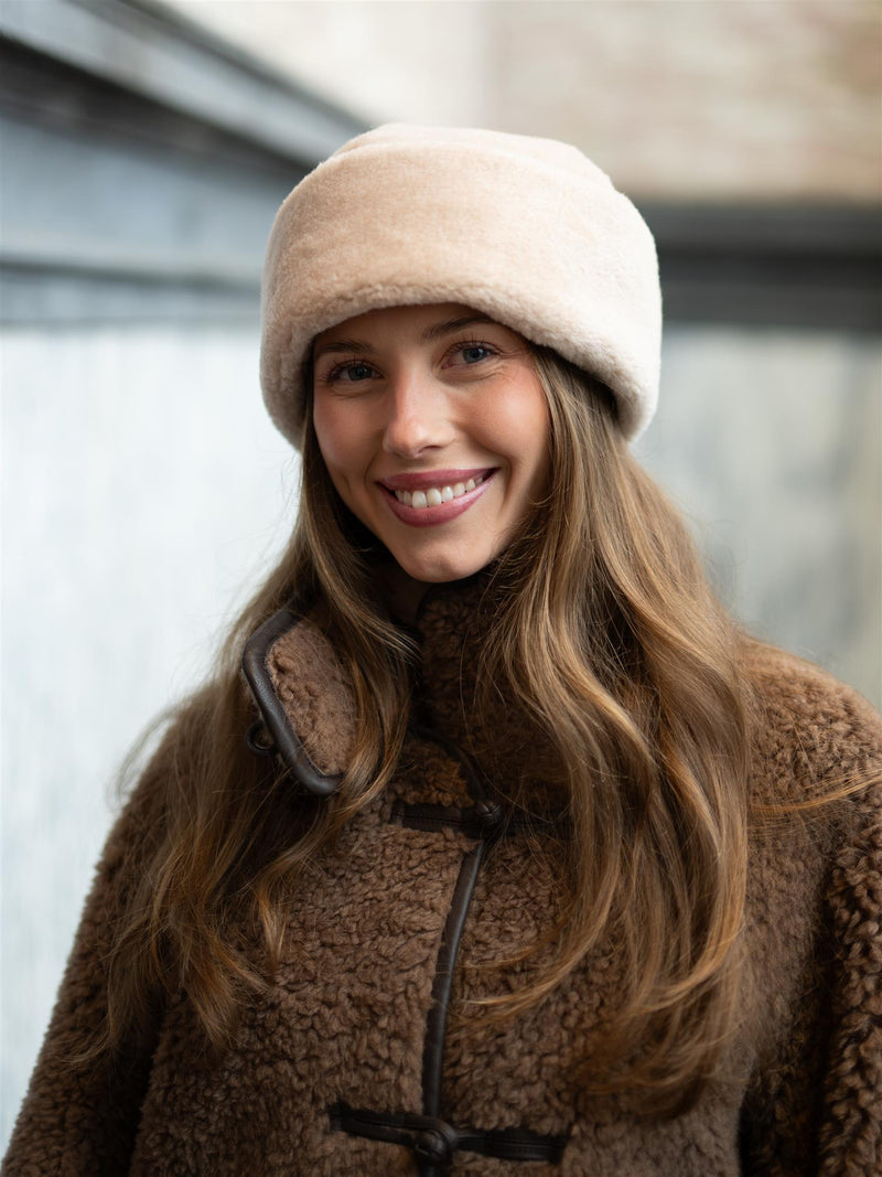Christian Aks Adira Lamb Fur Hat Beige