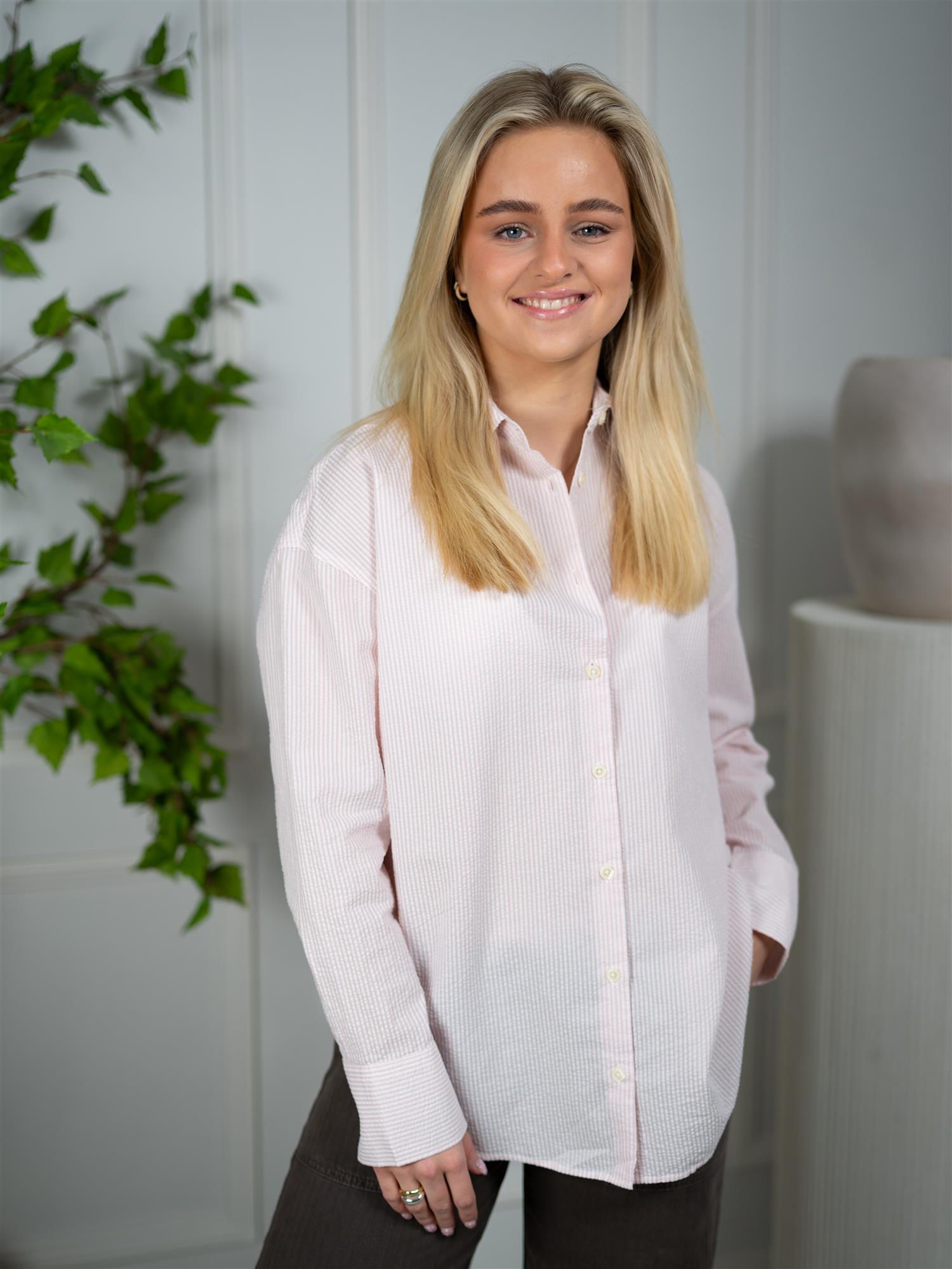 Lexington Casual Seersucker Shirt Pink/White stripe