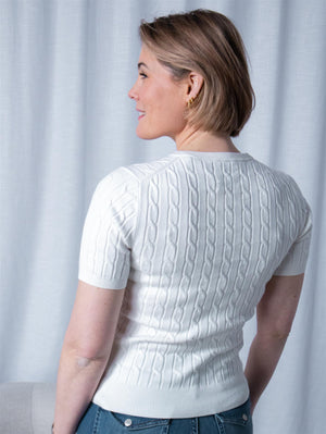 Gant Stretch Cotton Cable C-Neck Hvit