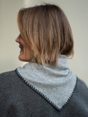 Christian Aks Mina Stitched Merino Scarf Lt  Grey Mel