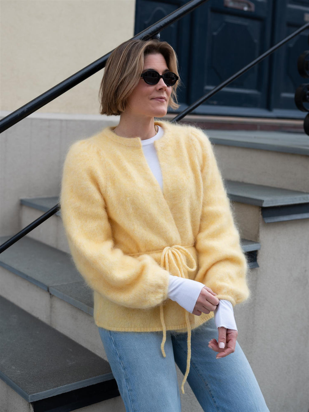 Ella&il Fredrikke Chunky Cardigan Yellow