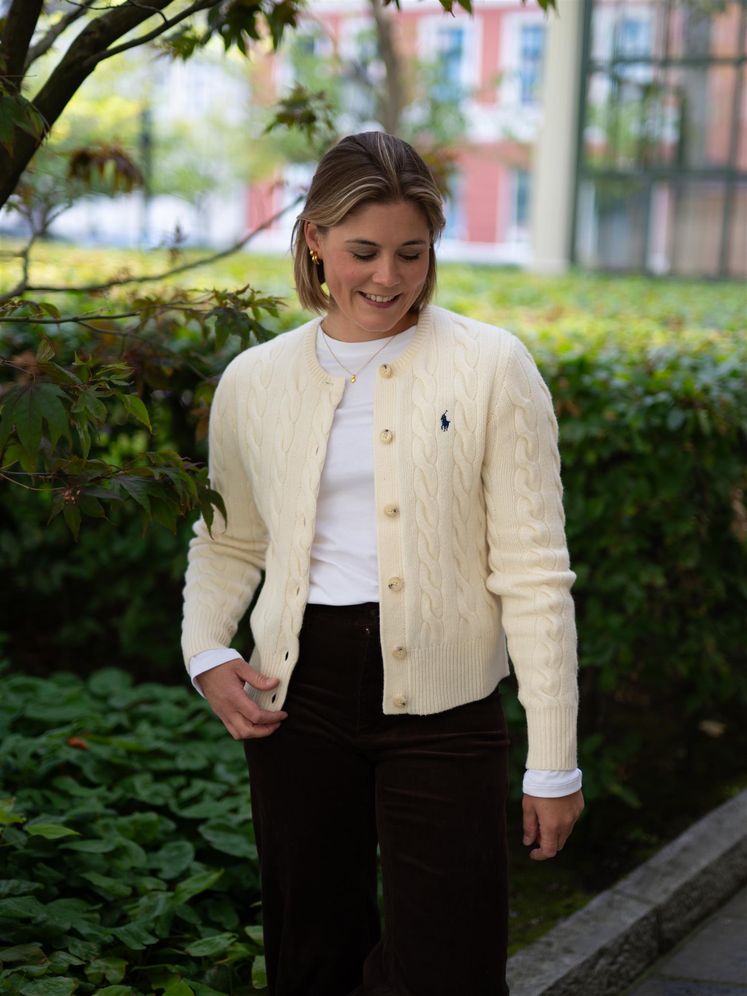 Cable-Knit Wool-Cashmere Cardigan White