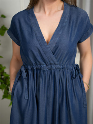 Stenströms Lana Dress V Neck Wrap Dark Blue