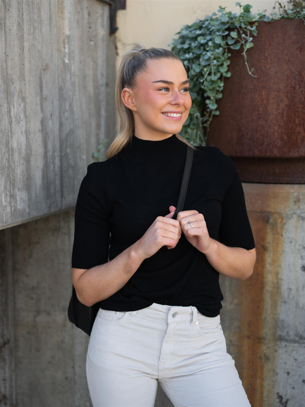 Mos Mosh Relena Turtleneck SS Knit Black