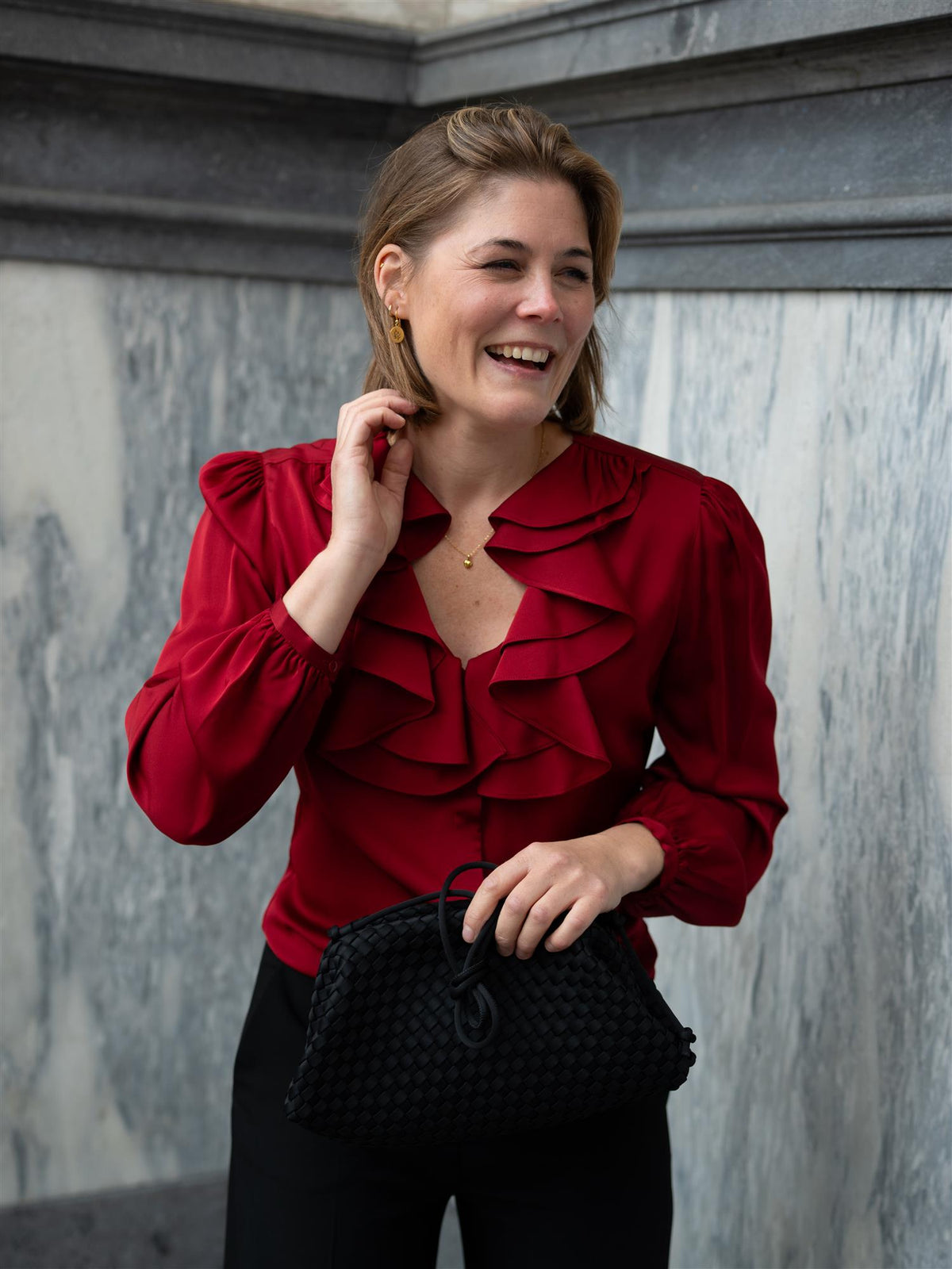 Mona Blouse Frill Red