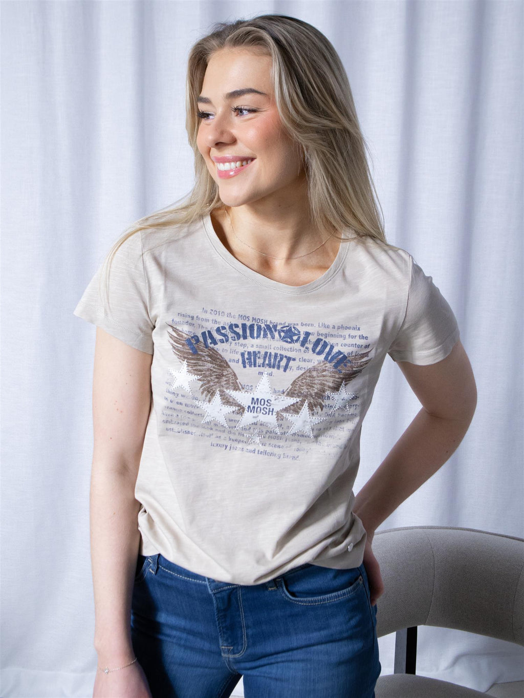 Mos Mosh Zibby o-ss Tee Feather Grey