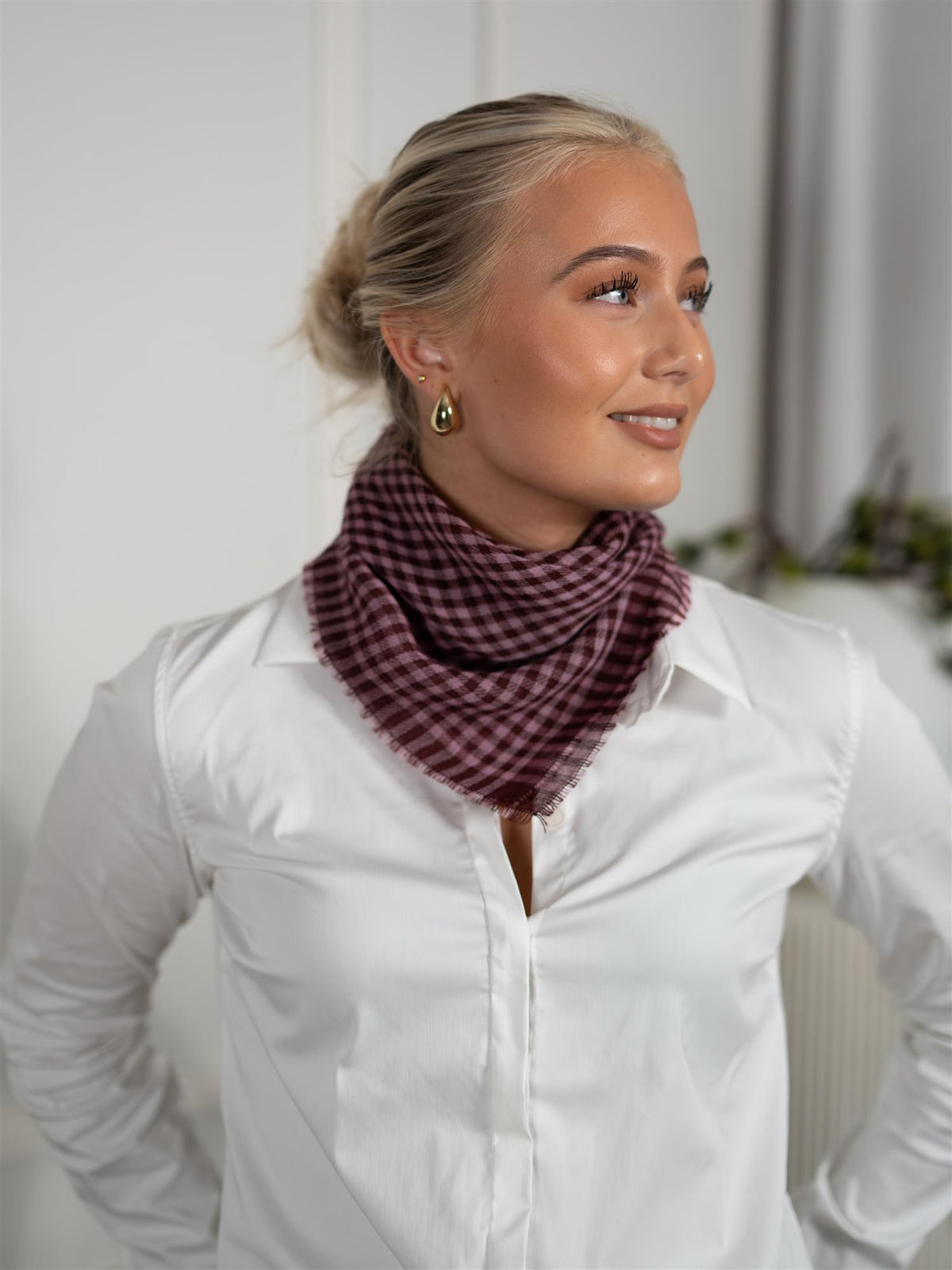 Gingham Wica Scarf Zinfandel Burgundy
