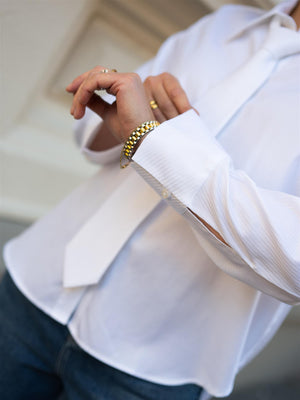 Mos Mosh Ayen Stripe Shirt White