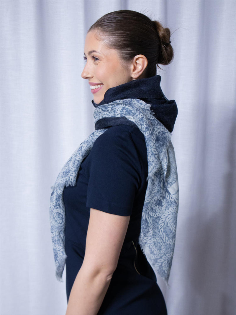 Busnel Linnea Print Scarf Marine/Ecru
