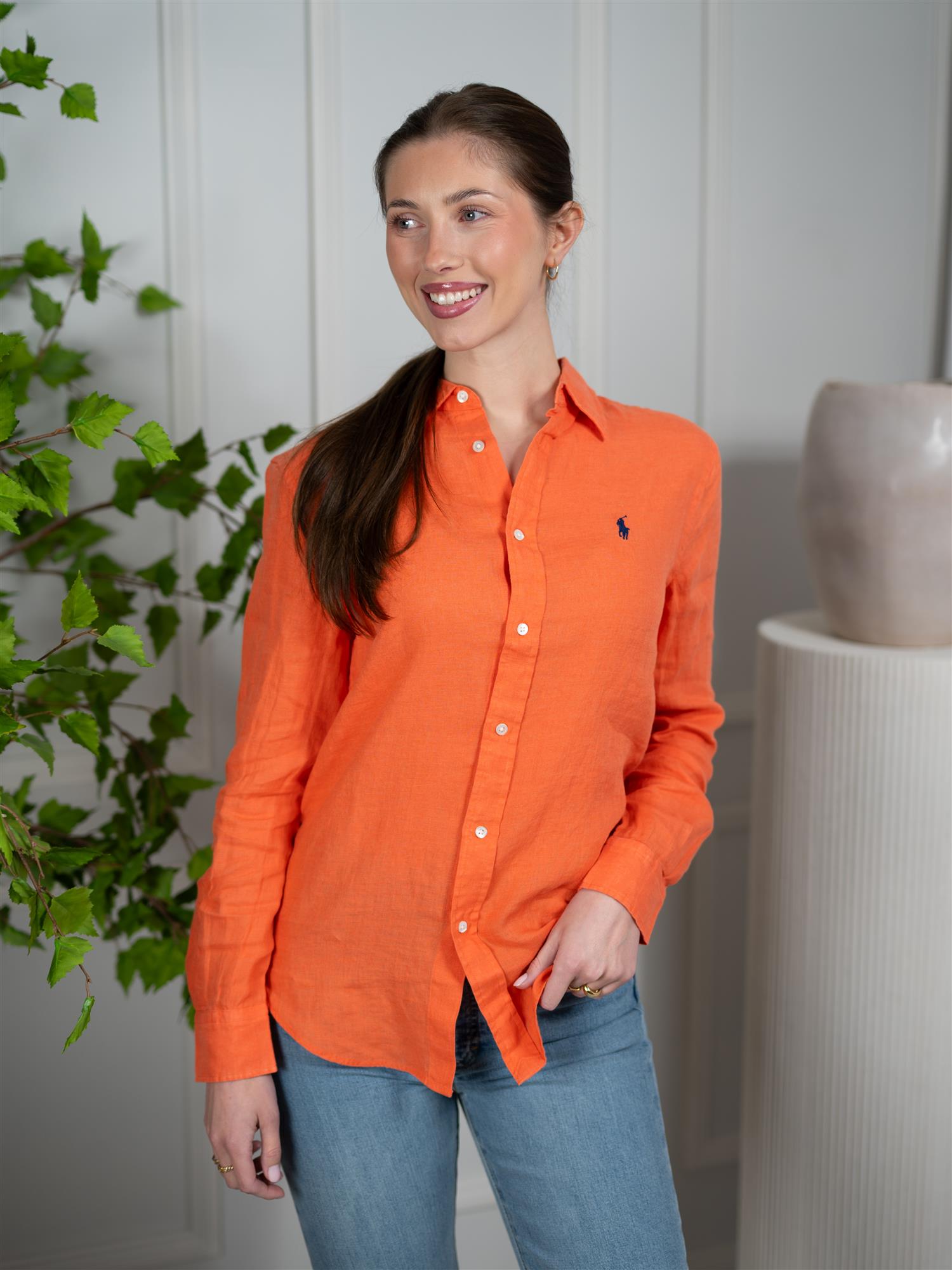 Polo Classic Fit Linen Shirt True Orange