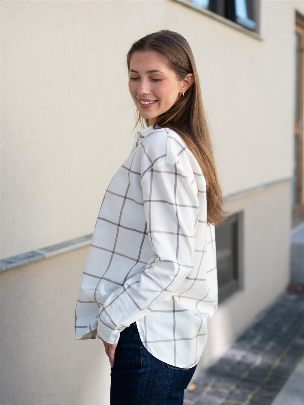 Lexington Casual Organic Cotton Check Shirt Grey/Beige