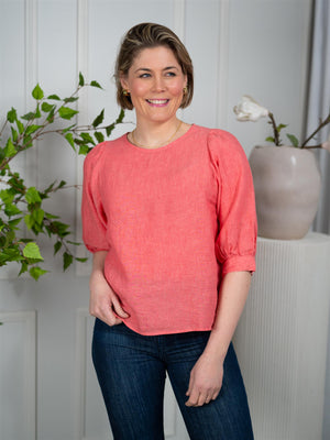 Stenströms Carmen Blouse Puff Sleeve Light Red