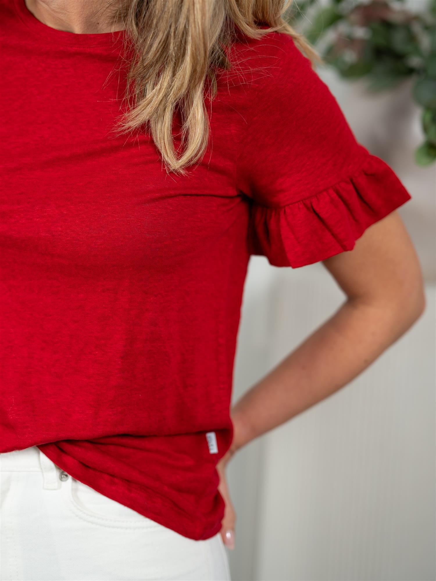 Lara Linen Tee Red