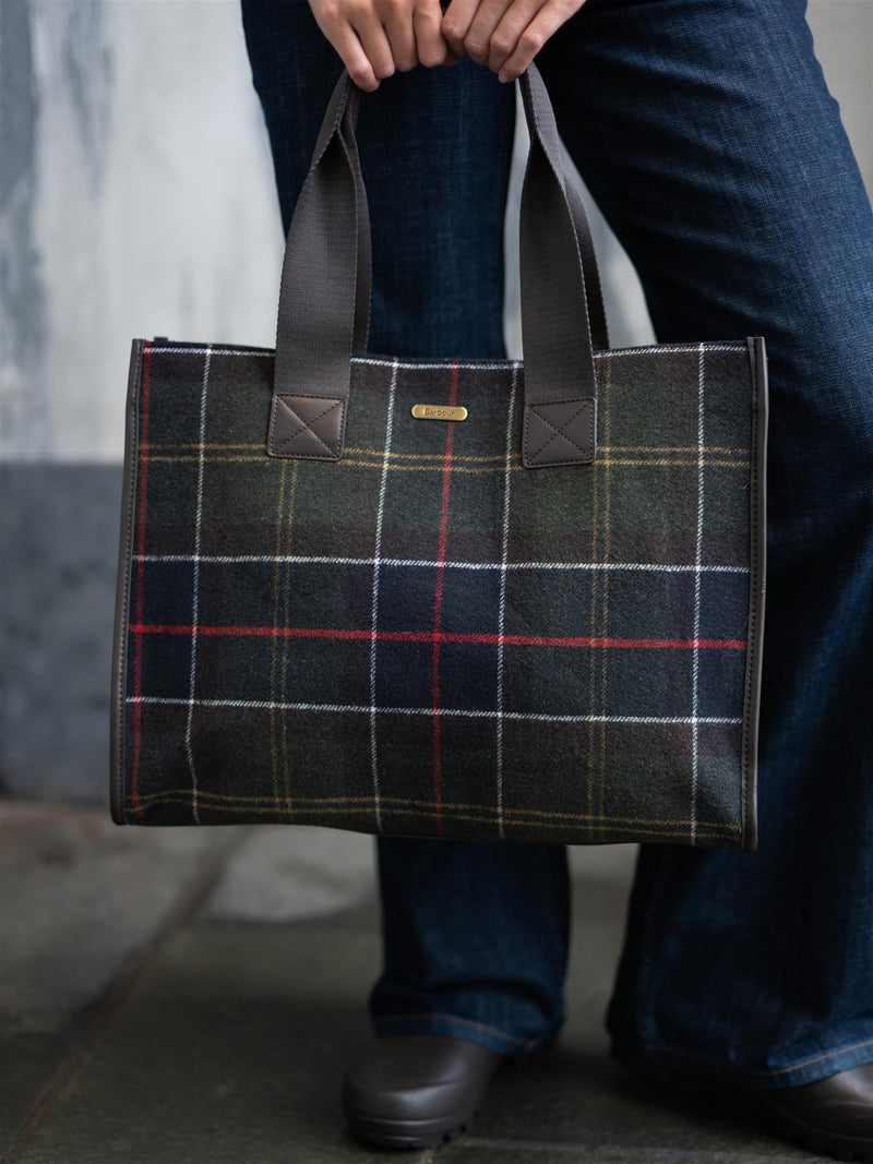 Barbour Turnberry Tartan Tote Bag Olive