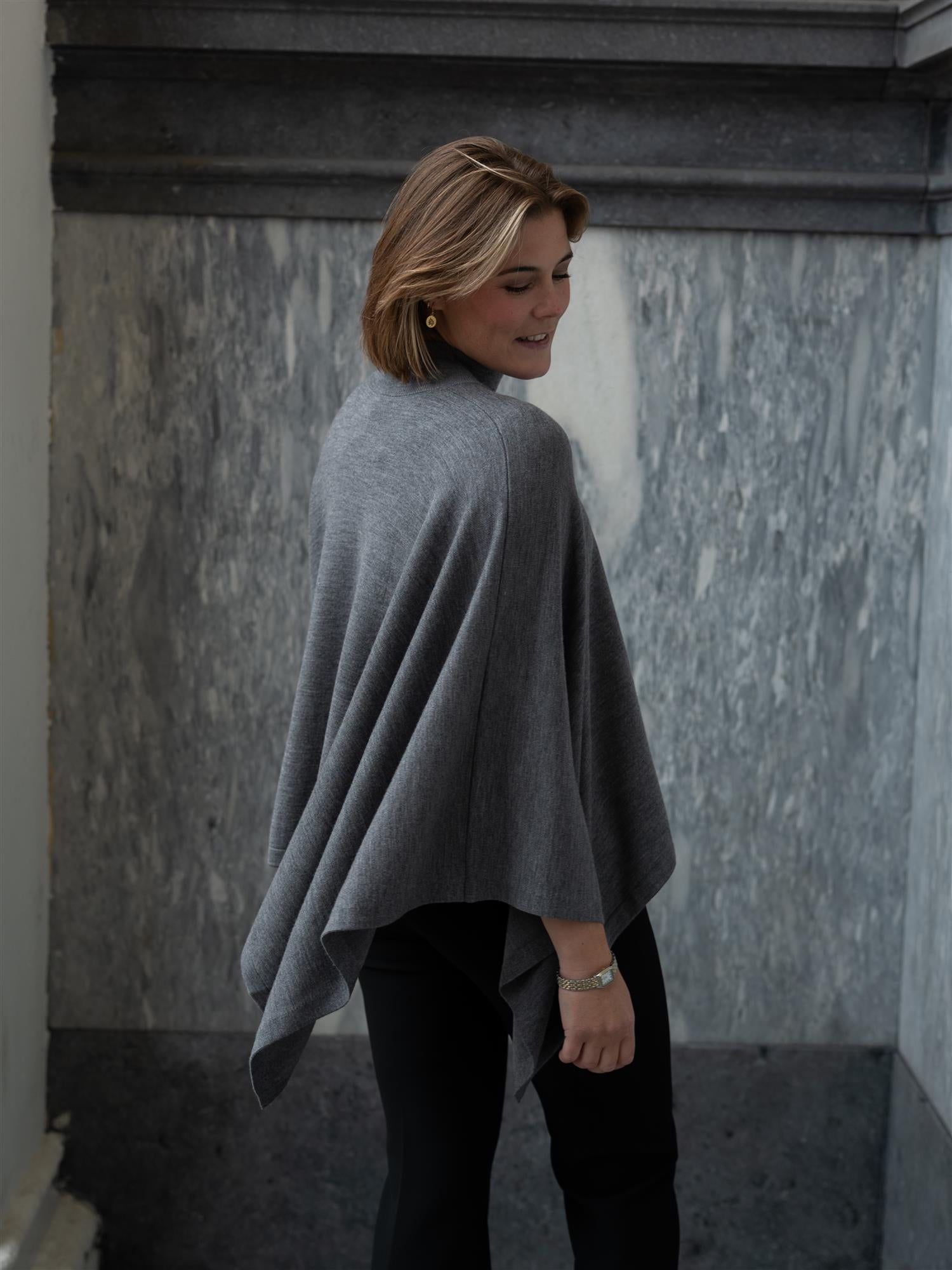 Julie Josephine Agate Poncho Stone Grey