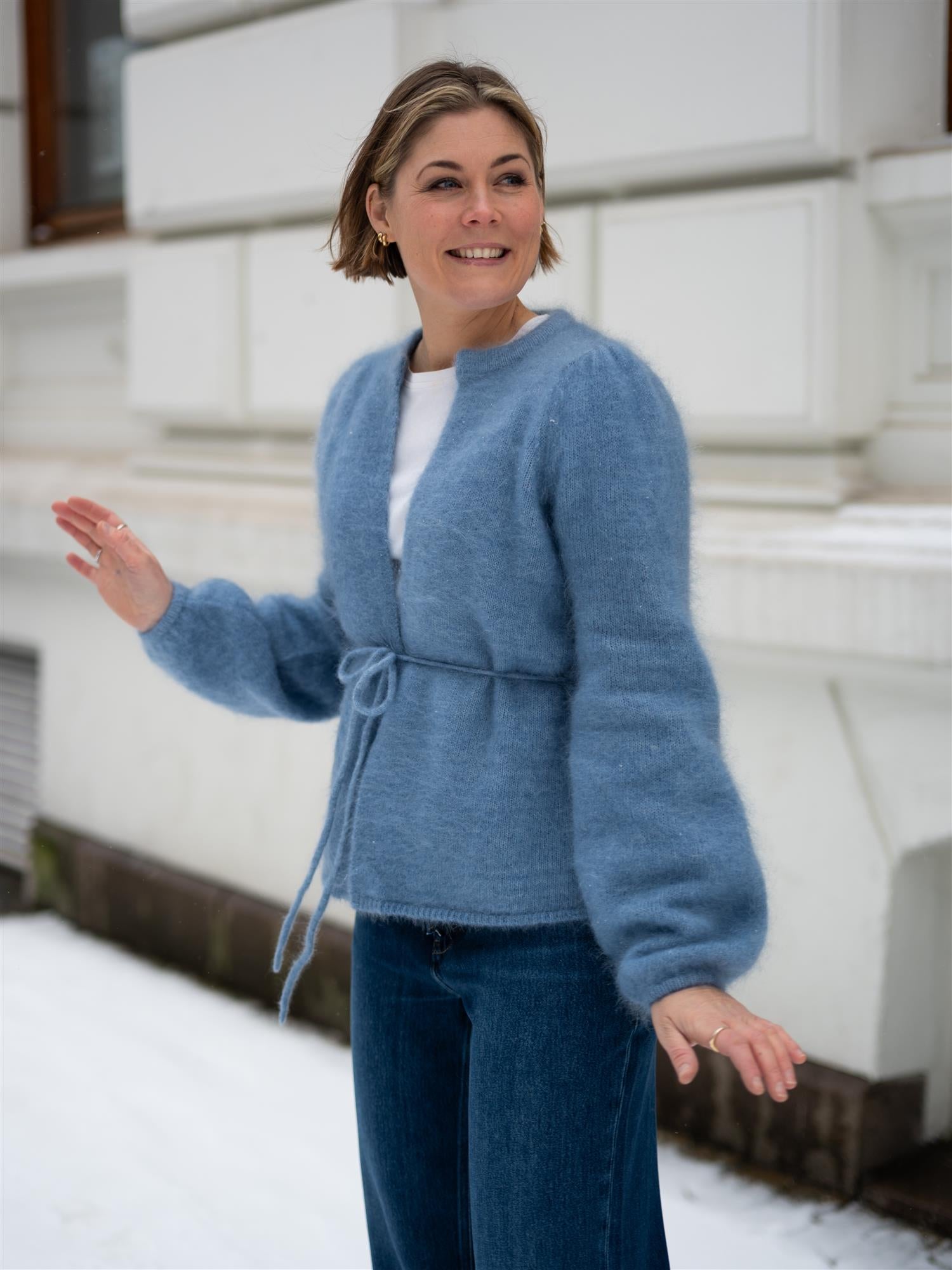 Ella&il Fredrikke Chunky Cardigan Denim Blue
