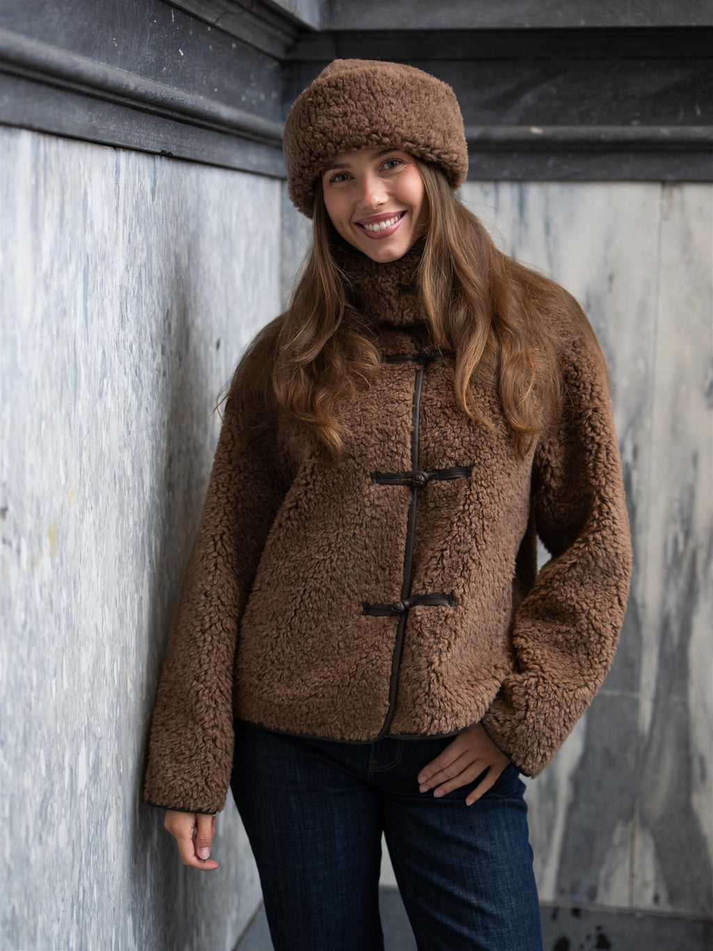Christian Aks Zola Lamb Fur Jacket Cappucino