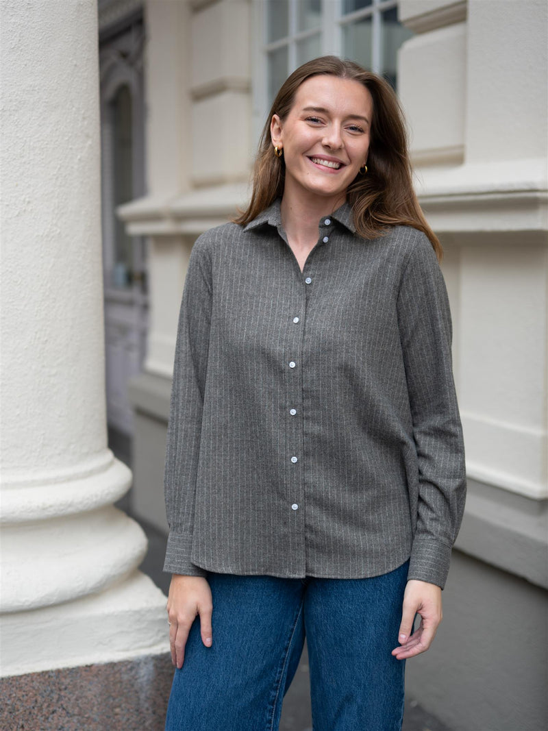 Julie Josephine Sophie Wool Blend Shirt Grey Stripe