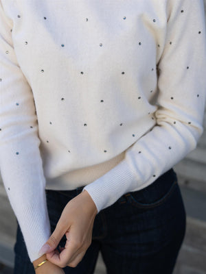 Fabienne Chapot Lidi Rhinestone Pullover Cosy White