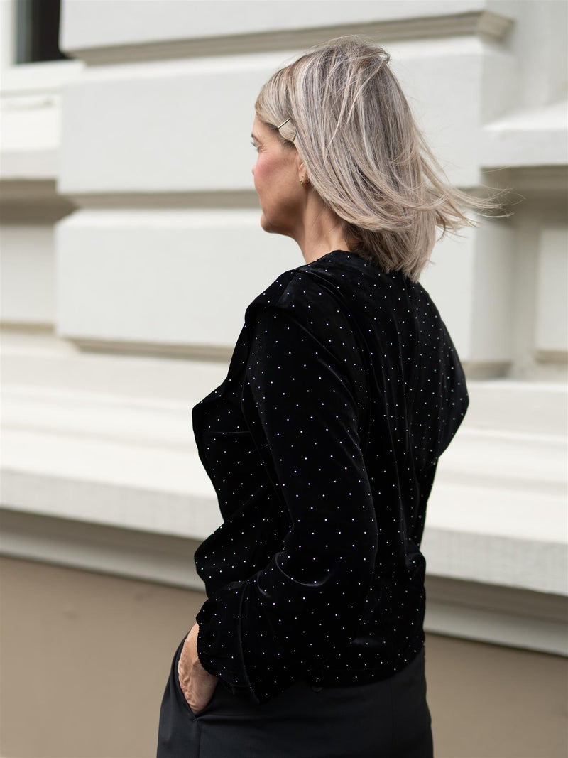 Ella&il Kendra Stud Velour Blouse Black