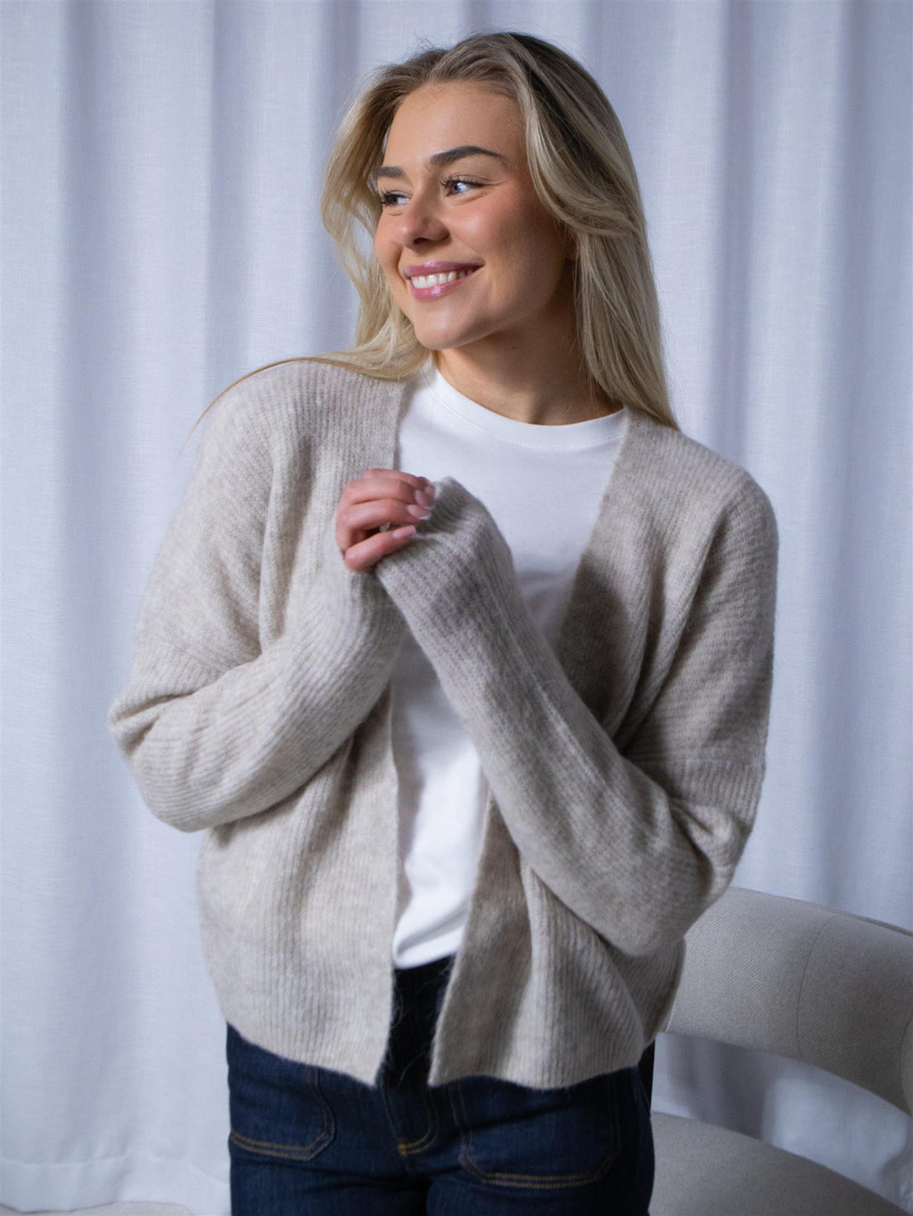 Mos Mosh Thora Relax Knit Cardigan Feather Grey