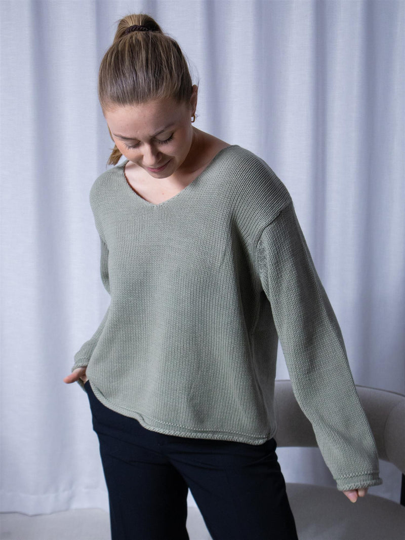 Mos Mosh Bine LS V-neck Shadow