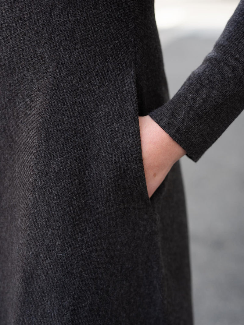 Ella&il Cecilie Merino Dress Dark Brown Melange