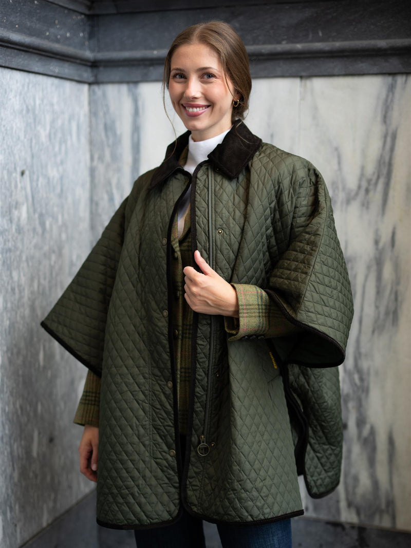 Barbour Oakham Quilted Cape Olive