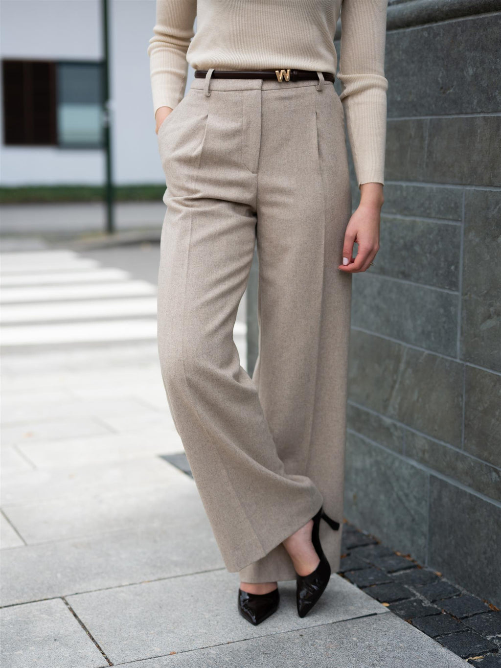 Lexington Tailored Wool Blend Wide Pants