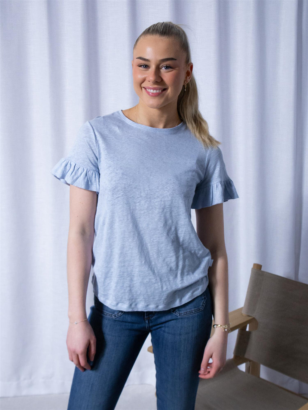 Ella&il Lara Linen Tee Kentucky Blue