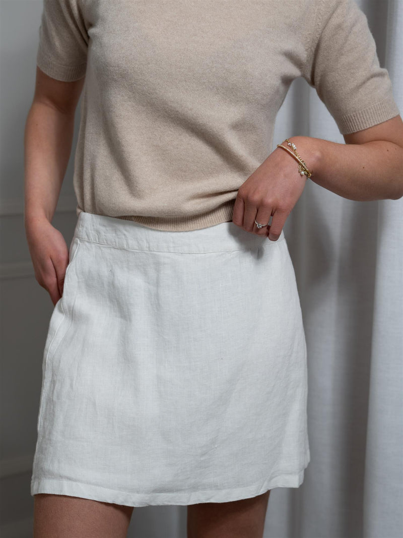 Lexington Short Linen Skirt White