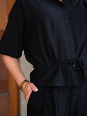 ONE and OTHER Silje Silk Top Black