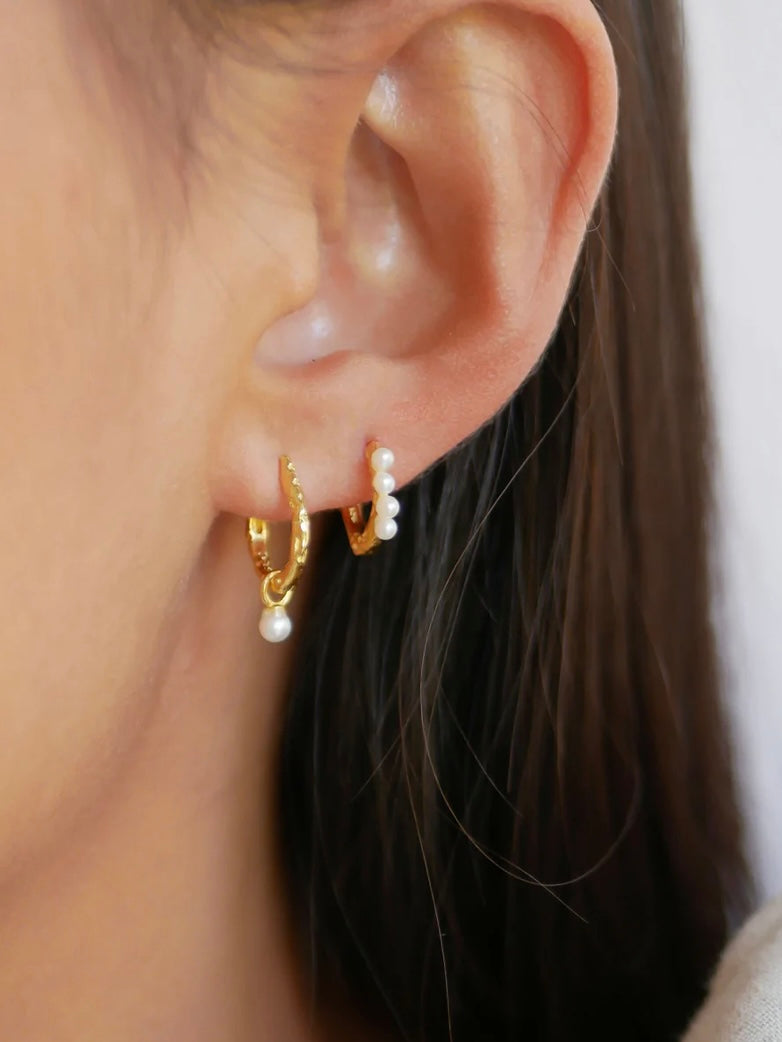 Enamel Belle pearl hoops