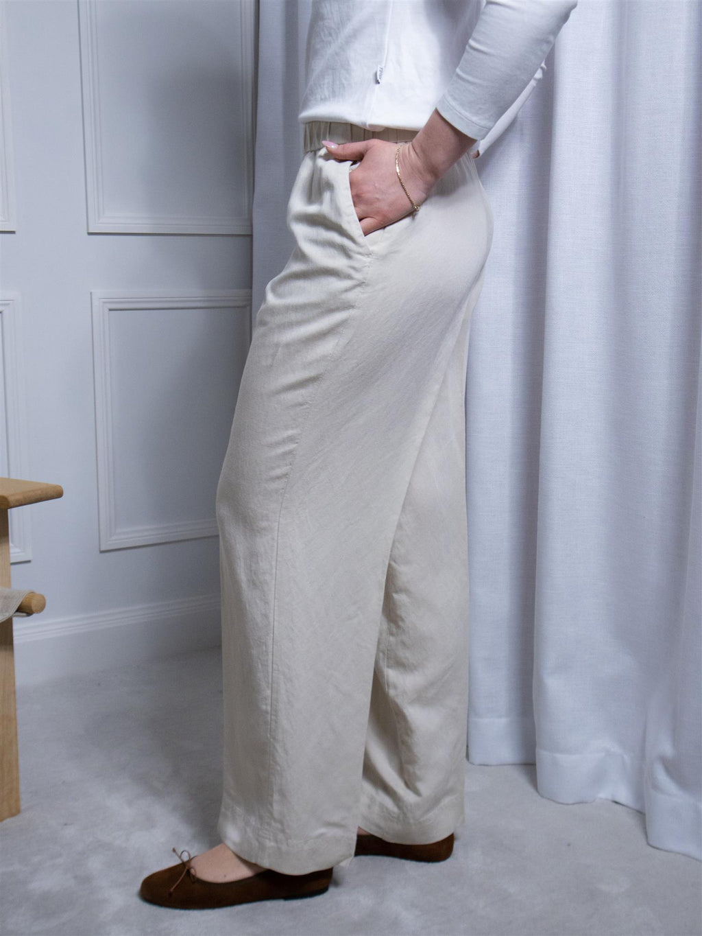 Gant Rel Linen Blend Pull On Pants Putty