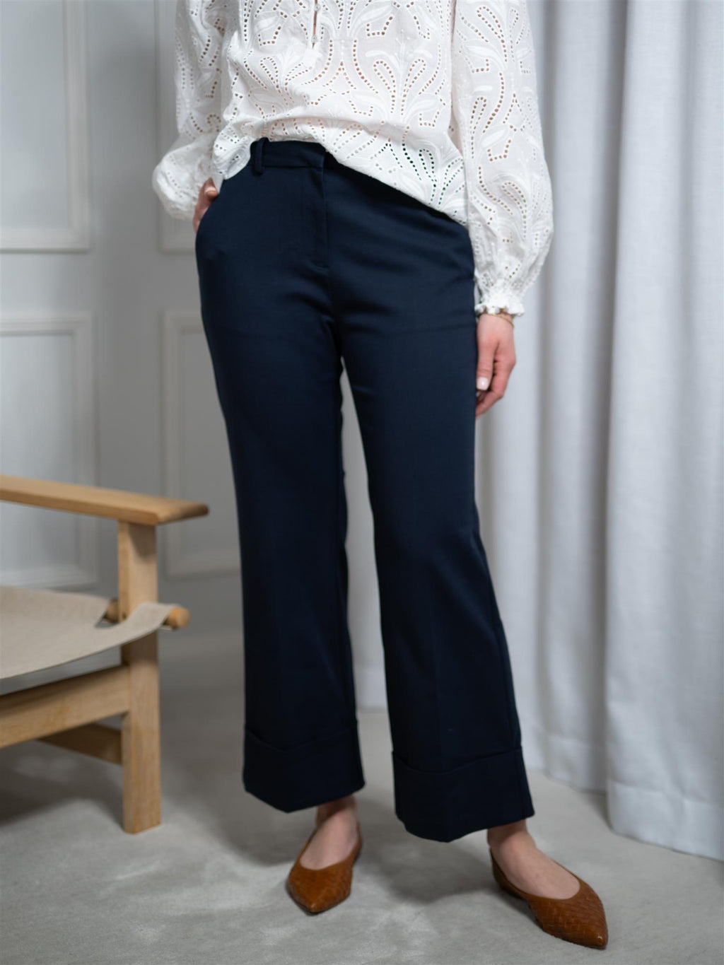 Gant Turn-Up Crease Pant Evening Blue