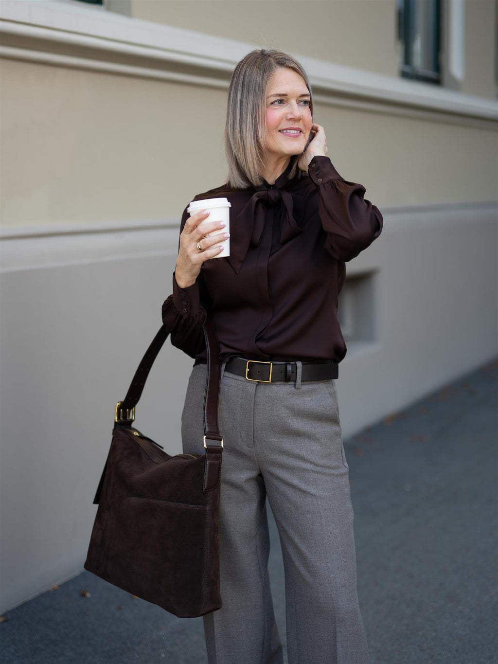 Stenströms Selma Blouse Bowtie Flyfront Brown