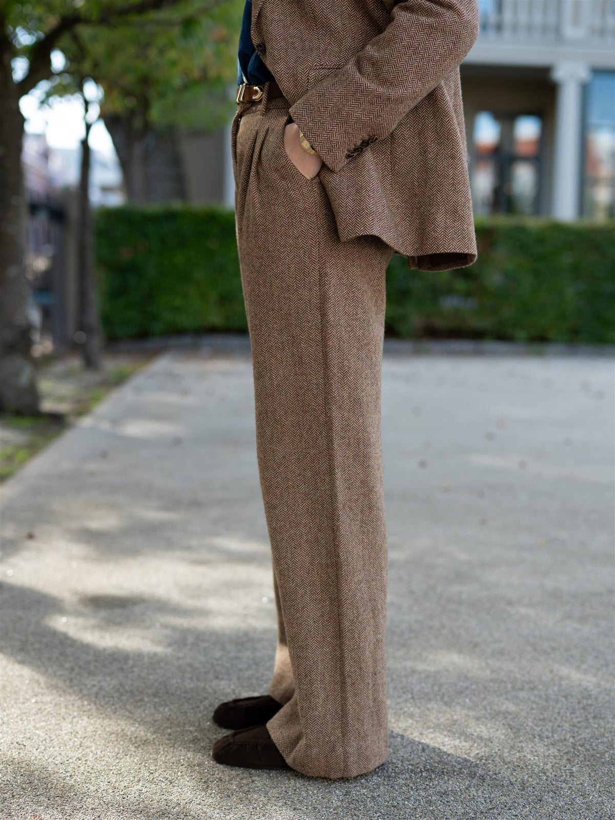 Ava Herringbone Trouser Cognac