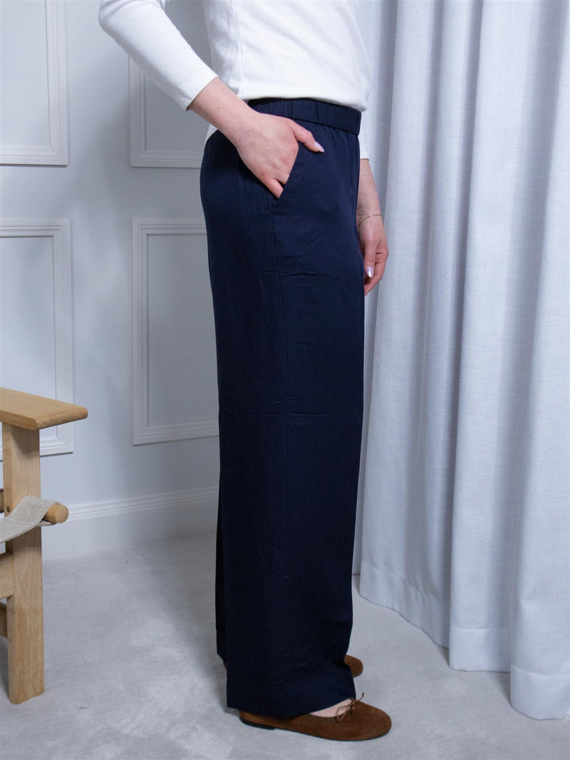 Gant Rel Linen Blend Pull On Pants Evening Blue