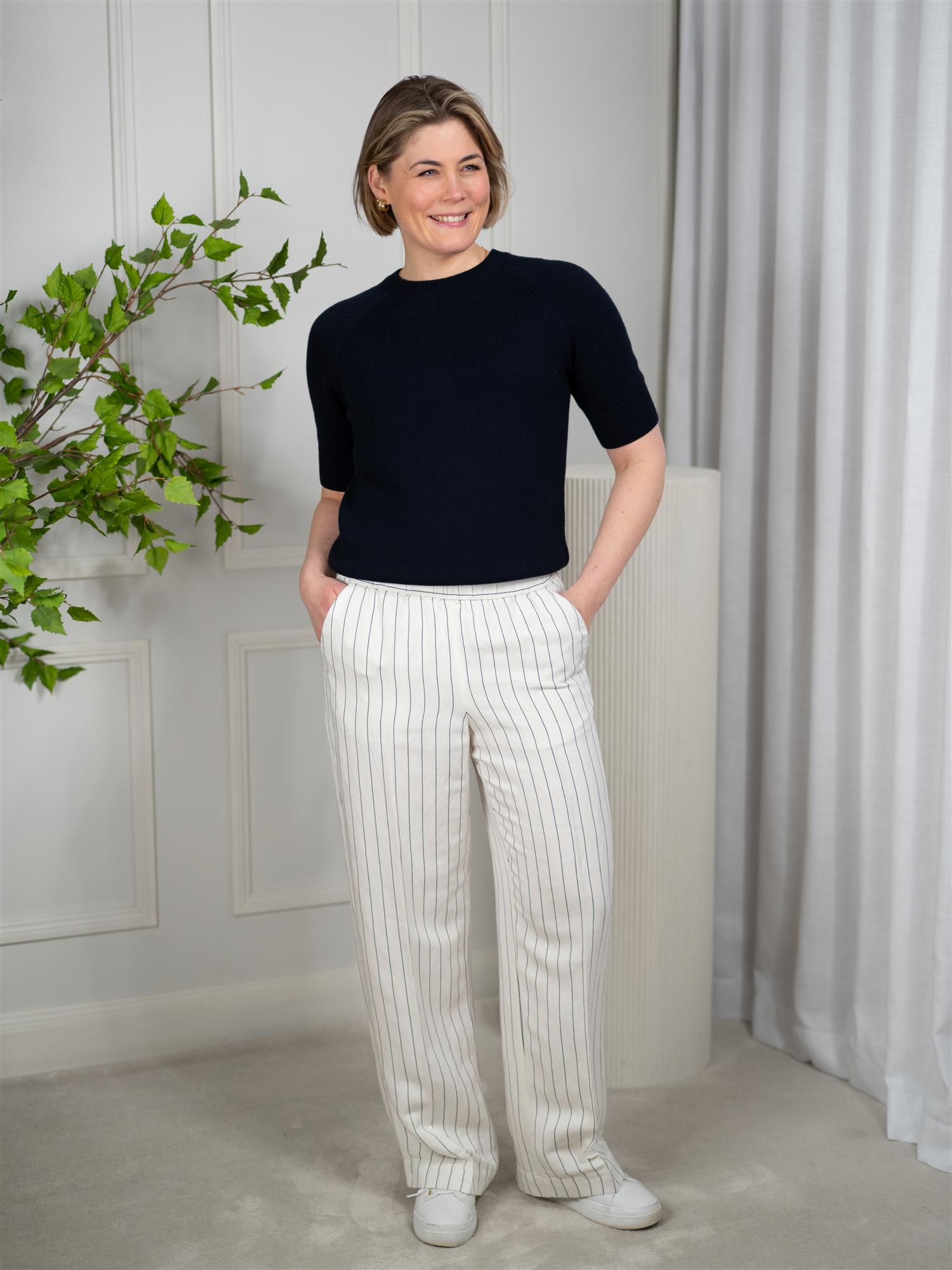 Gant Striped Linen Blend Pull On Pants