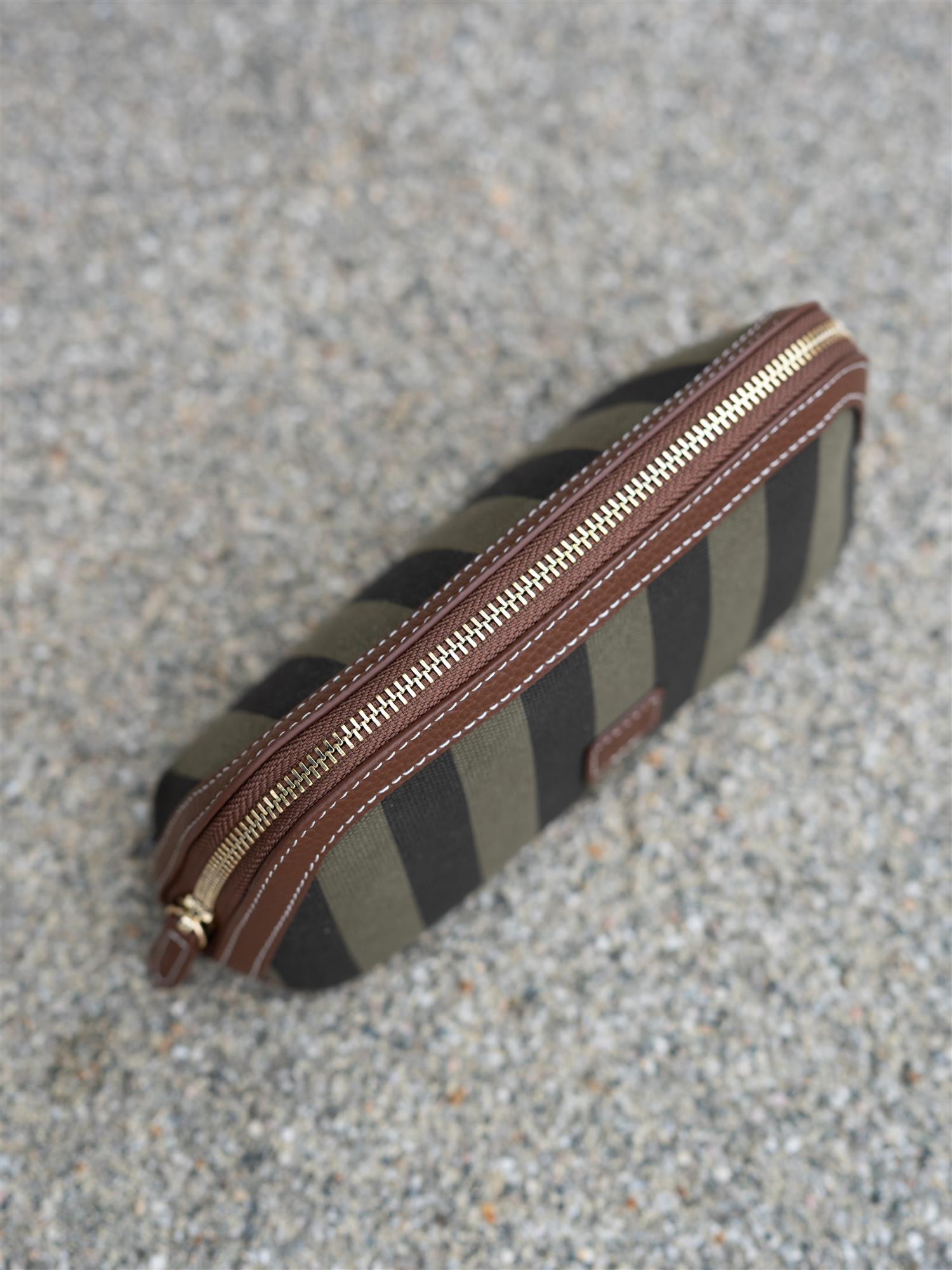 Cosmetic Pouch Small Green Stripe