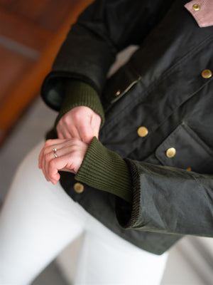 Barbour Cropped Beadnell Waxed Jacket Olive