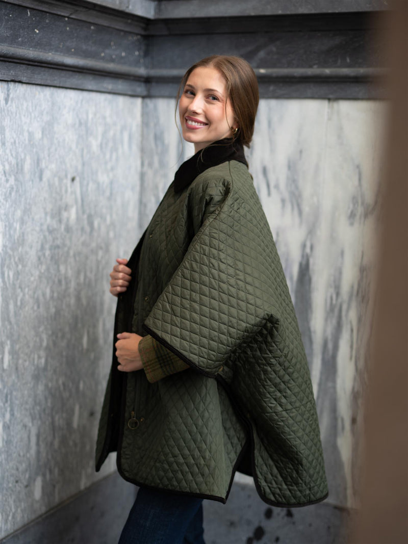 Barbour Oakham Quilted Cape Olive