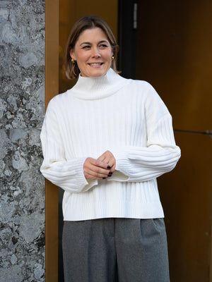 Christian Aks Malina Merino Turtleneck White