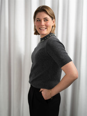 ONE and OTHER Tone Knitted Top Antracit Melange