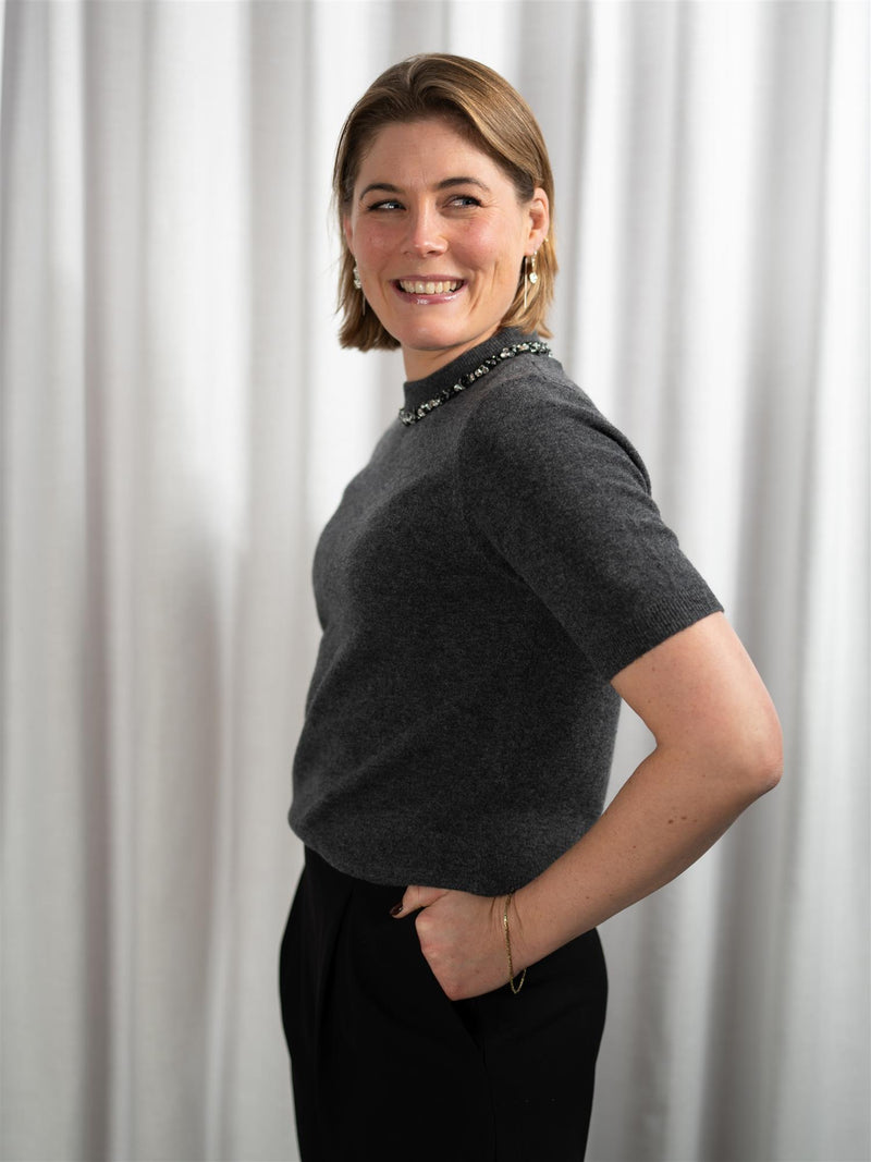 ONE and OTHER Tone Knitted Top Antracit Melange