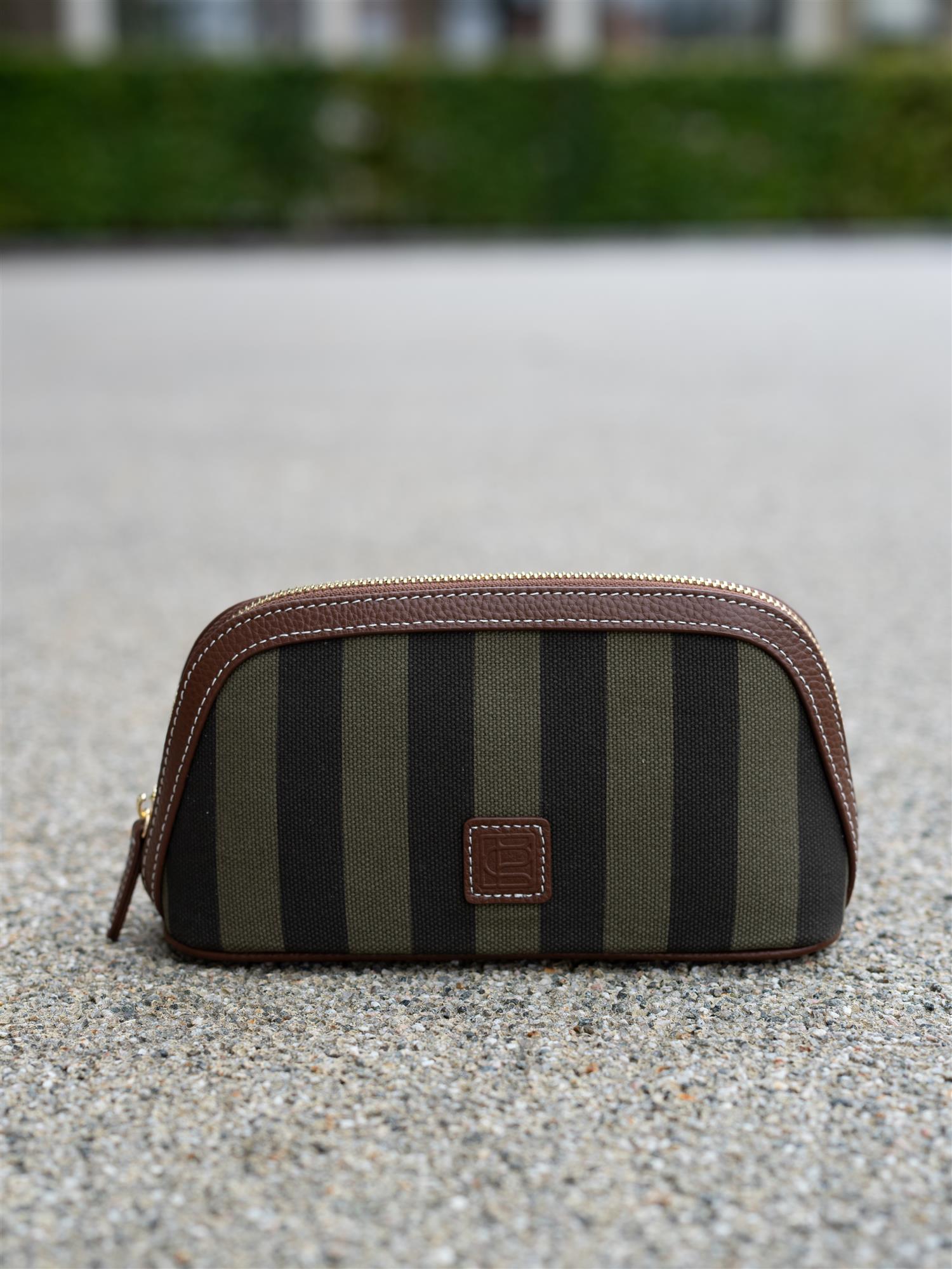 Cosmetic Pouch Small Green Stripe