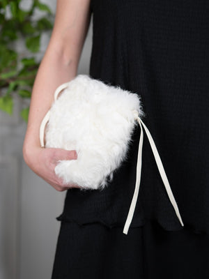 Christian Aks Aiya Small Shearling Bag Cream